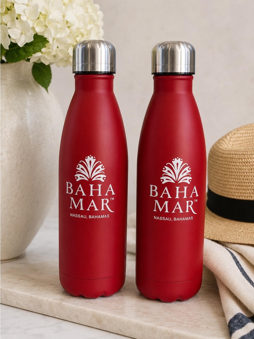 Baha Mar Red Stainless Water Bottle - Set of 2